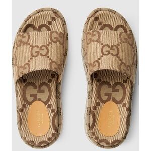 Authentic GUCCI GG Canvas Women’s Platform Slide Sandals